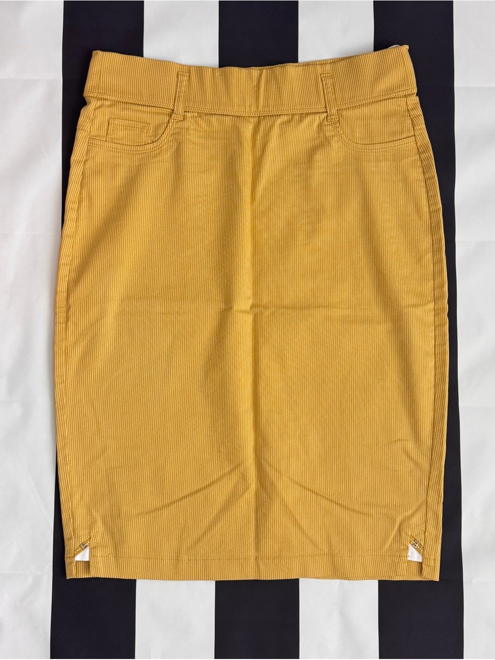 Classic Corduroy Pencil Skirt in Mustard Yellow
